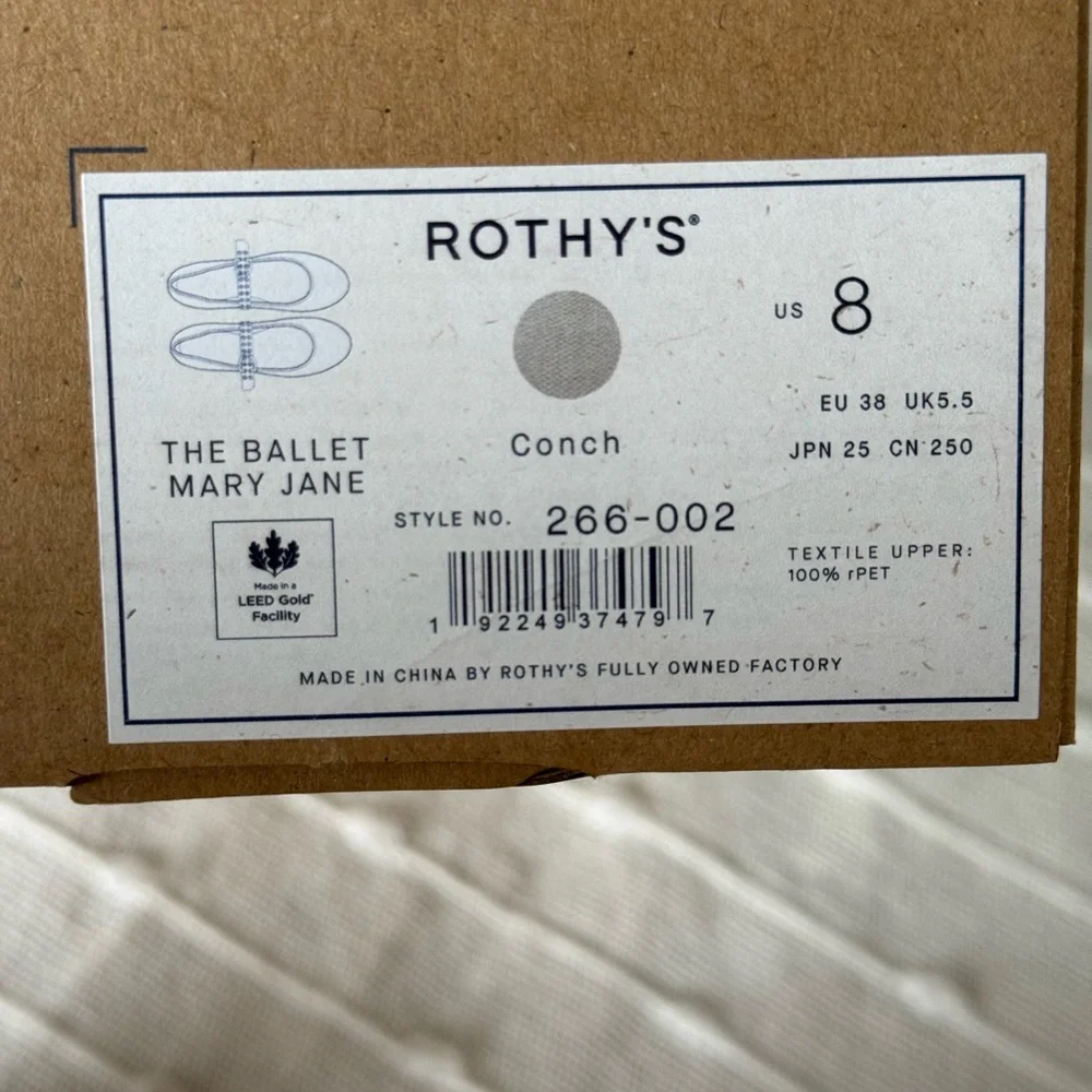 Rothy's Cream Mary Jane Flats with Gold Buckle